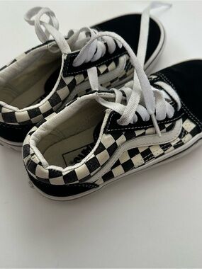 Vans Kids Checkerboard Lace-Up Sneakers - Black & White